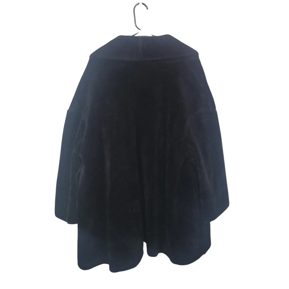 Monterey Fashions L Faux Fur Cardigan Vintage Black Open Front Shawl Coat USA